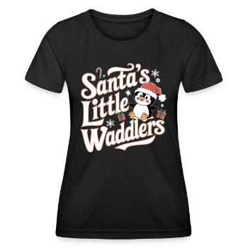 Little Waddling Penguins of Santa Christmas - Women's Functional T-Shirt - black - Front - AI Model Female 172 light (172cm)