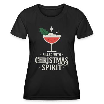 Filled With Christmas Spirit Cocktail Kunst - Frauen Funktions-T-Shirt - Schwarz - Vorne - AI Model Female 172 light (172cm)