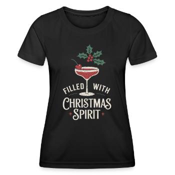 Gefüllt Mit Weihnachtlichem Geist und Festlichen - Frauen Funktions-T-Shirt - Schwarz - Vorne - AI Model Female 172 light (172cm)