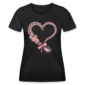 Cable Knit Heart Cable Knit Floral - Women's Functional T-Shirt - black - Front - AI Model Female 172 light (172cm)