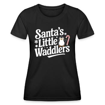 Le petit pingouin de Noël Watschel du Père Noël - T-shirt sport Femme - noir - Devant - AI Model Female 172 light (172cm)