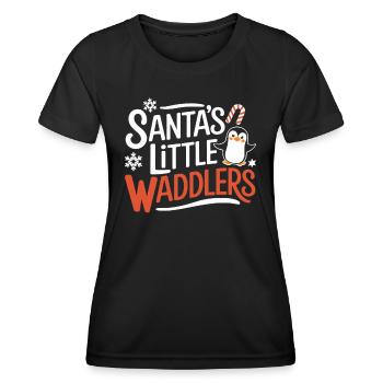 Santa's Little Waddle Kids Christmas Penguin - Women's Functional T-Shirt - black - Front - AI Model Female 172 light (172cm)