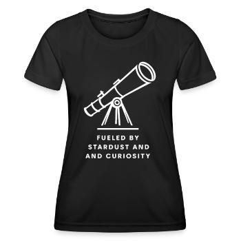 Von Sternenstaub Und Neugier Getrieben - Frauen Funktions-T-Shirt - Schwarz - Vorne - AI Model Female 172 light (172cm)