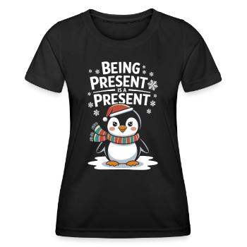 Being present is a gift - Women's Functional T-Shirt - black - Front - AI Model Female 172 light (172cm)
