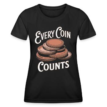 Jede Münze Zählt Numismatik Begeisterung - Frauen Funktions-T-Shirt - Schwarz - Vorne - AI Model Female 172 light (172cm)