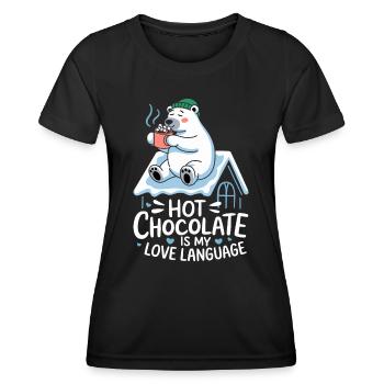 Hot chocolate is my love language Bear - Women's Functional T-Shirt - black - Front - AI Model Female 172 light (172cm)