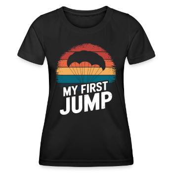 Mein Erster Sprung Fallschirmspringen - Frauen Funktions-T-Shirt - Schwarz - Vorne - AI Model Female 172 light (172cm)