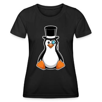 Pingouin élégant avec chapeau haut de forme et monocle - T-shirt sport Femme - noir - Devant - AI Model Female 172 light (172cm)