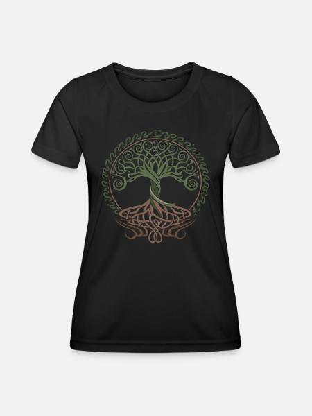 Neo Celtic Lebensbaum Symbolik - Frauen Funktions-T-Shirt - Schwarz