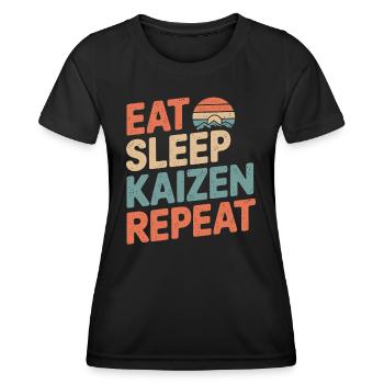 Eat Sleep Kaizen Improvement Repeat - Women's Functional T-Shirt - black - Front - AI Model Female 172 light (172cm)
