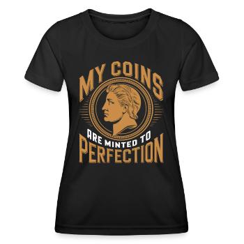 Mes pièces sont parfaitement frappées - T-shirt sport Femme - noir - Devant - AI Model Female 172 light (172cm)