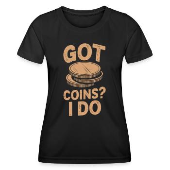Numismatique : avez-vous des pièces de monnaie ? - T-shirt sport Femme - noir - Devant - AI Model Female 172 light (172cm)