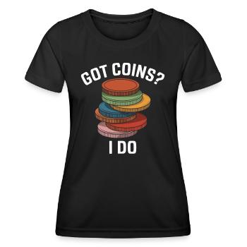 Numismatique : vous avez des pièces de monnaie ? - T-shirt sport Femme - noir - Devant - AI Model Female 172 light (172cm)