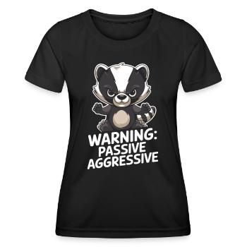 Avertissement : Dessin animé passif agressif blaireau - T-shirt sport Femme - noir - Devant - AI Model Female 172 light (172cm)