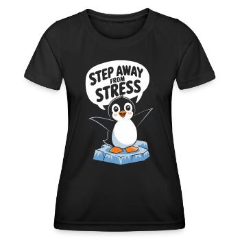Le pingouin s’éloigne du stress - T-shirt sport Femme - noir - Devant - AI Model Female 172 light (172cm)