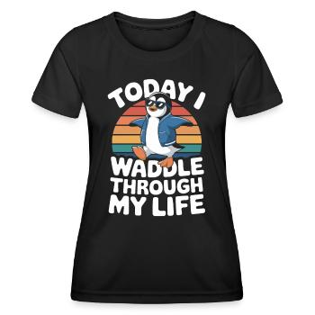 Aujourd’hui, je me dandine plus joyeusement dans ma vie - T-shirt sport Femme - noir - Devant - AI Model Female 172 light (172cm)