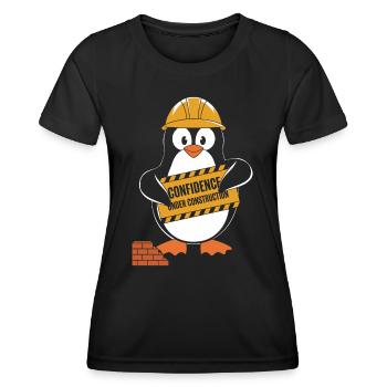 Self-confidence in construction penguin construction helmet - Women's Functional T-Shirt - black - Front - AI Model Female 172 light (172cm)