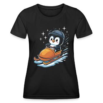 Cute Penguin Sledging Winter Fun - Women's Functional T-Shirt - black - Front - AI Model Female 172 light (172cm)
