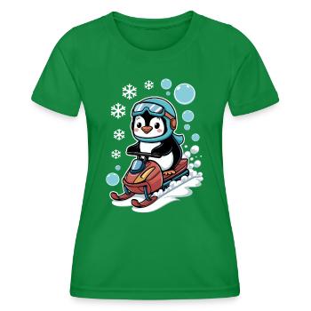 Pingouin mignon dans une aventure en motoneige - T-shirt sport Femme - vert - Devant - AI Model Female 172 dark (172cm)