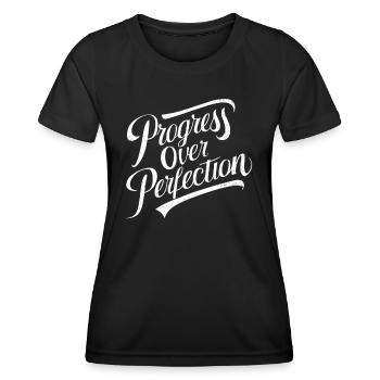 Le progrès plutôt que la perfection Motivation - T-shirt sport Femme - noir - Devant - AI Model Female 172 light (172cm)