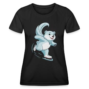 Eisbahn Eisbär Schlittschuhfahren - Frauen Funktions-T-Shirt - Schwarz - Vorne - AI Model Female 172 light (172cm)