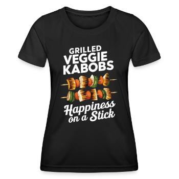 Gegrillte Veggie-Spieße Glück am Spieß - Frauen Funktions-T-Shirt - Schwarz - Vorne - AI Model Female 172 light (172cm)