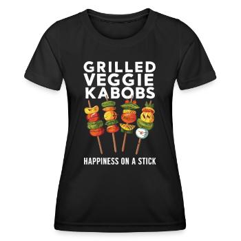 Gegrillte Gemüsespieße Glück Am Spieß - Frauen Funktions-T-Shirt - Schwarz - Vorne - AI Model Female 172 light (172cm)