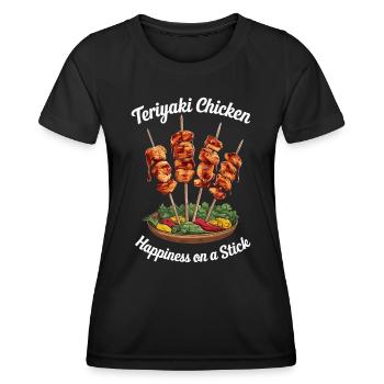 Teriyaki Chicken Glück am Spieß - Frauen Funktions-T-Shirt - Schwarz - Vorne - AI Model Female 172 light (172cm)