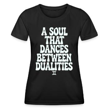 Gemini soul dancing between dualities - Women's Functional T-Shirt - black - Front - AI Model Female 172 light (172cm)