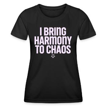 Waage Sternzeichen: Ich Bringe Harmonie - Frauen Funktions-T-Shirt - Schwarz - Vorne - AI Model Female 172 light (172cm)