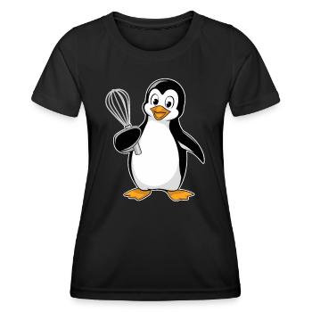 Pingouin joyeux avec fouet pour - T-shirt sport Femme - noir - Devant - AI Model Female 172 light (172cm)