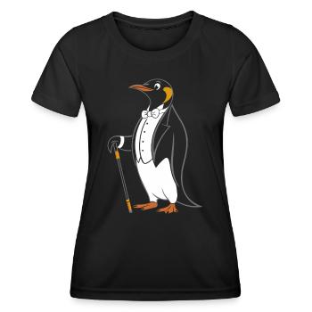 Elegant penguin in tailcoat with walking stick - Women's Functional T-Shirt - black - Front - AI Model Female 172 light (172cm)