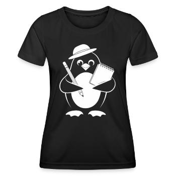 Penguin Journalist Reporter With Notebook - Women's Functional T-Shirt - black - Front - AI Model Female 172 light (172cm)