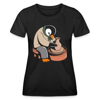 Pinguin Töpferei Kunsthandwerk Leidenschaft - Frauen Funktions-T-Shirt - Schwarz - Vorne - AI Model Female 172 light (172cm)