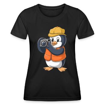 Photographier un pingouin avec un appareil photo - T-shirt sport Femme - noir - Devant - AI Model Female 172 light (172cm)