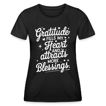 La gratitude remplit mon cœur et attire plus de bénédictions - T-shirt sport Femme - noir - Devant - AI Model Female 172 light (172cm)