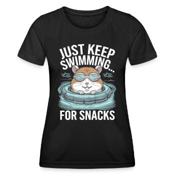 Un hamster nage pour se grignoter - Just Keep Swimming - T-shirt sport Femme - noir - Devant - AI Model Female 172 light (172cm)
