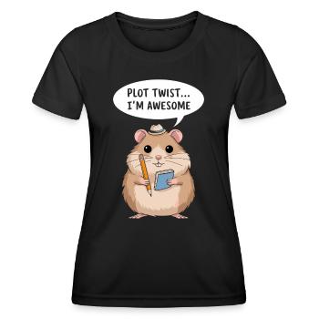 Hamster Autor: Plot Twist... Ich Bin Großartig - Frauen Funktions-T-Shirt - Schwarz - Vorne - AI Model Female 172 light (172cm)