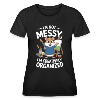 Je ne suis pas chaotique, artiste, peintre, créatif - T-shirt sport Femme - noir - Devant - AI Model Female 172 light (172cm)
