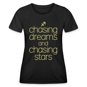 Zodiaque Sagittaire à la poursuite des rêves à la poursuite des étoiles - T-shirt sport Femme - noir - Devant - AI Model Female 172 light (172cm)