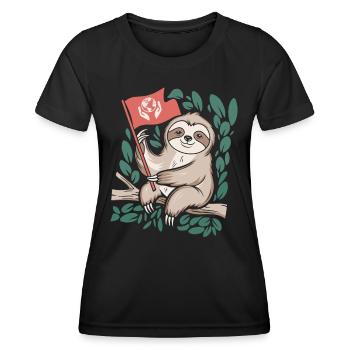 Umweltfreundliches Faultier Mit Umweltflagge - Frauen Funktions-T-Shirt - Schwarz - Vorne - AI Model Female 172 light (172cm)