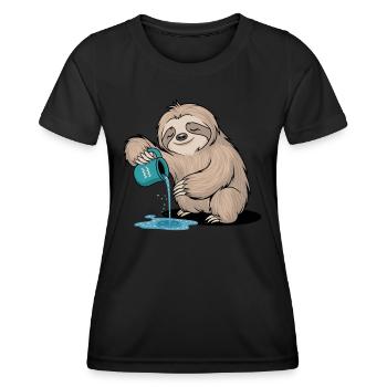 Signe du zodiaque paresseux Verseau avec pichet d’eau - T-shirt sport Femme - noir - Devant - AI Model Female 172 light (172cm)