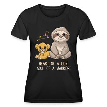 Signe du zodiaque Lion paresseux Cœur d’une âme Lion - T-shirt sport Femme - noir - Devant - AI Model Female 172 light (172cm)