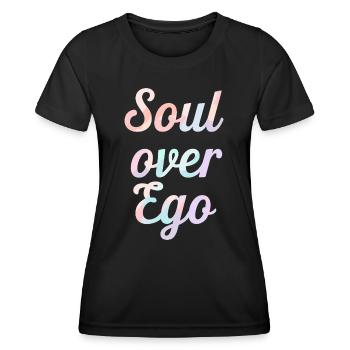 Inspiration : Citation de l’âme sur l’ego - T-shirt sport Femme - noir - Devant - AI Model Female 172 light (172cm)