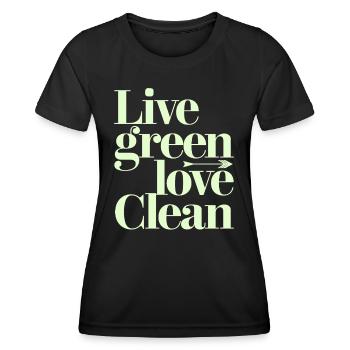 Live Green Love Clean Vegan Végétarien - T-shirt sport Femme - noir - Devant - AI Model Female 172 light (172cm)