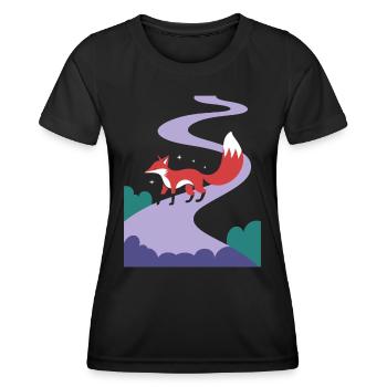 Renard sur le chemin magique de l’évasion fantastique - T-shirt sport Femme - noir - Devant - AI Model Female 172 light (172cm)