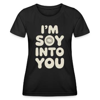 I'm totally in love with soy – vegan vegetarian - Women's Functional T-Shirt - black - Front - AI Model Female 172 light (172cm)