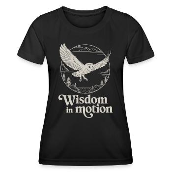 Wisdom In Motion Owl Nature Landscape - Women's Functional T-Shirt - black - Front - AI Model Female 172 light (172cm)