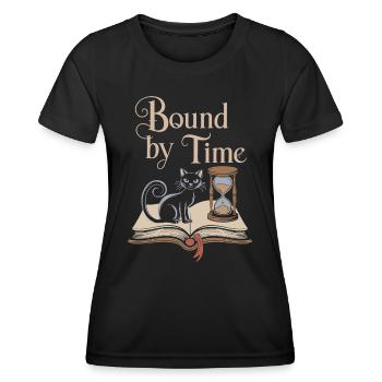 Gebunden An Die Zeit Zauberhafte Katze Mit Buch - Frauen Funktions-T-Shirt - Schwarz - Vorne - AI Model Female 172 light (172cm)