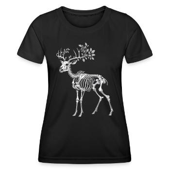 Squelette de cerf Cottagecore foncé avec brindilles - T-shirt sport Femme - noir - Devant - AI Model Female 172 light (172cm)